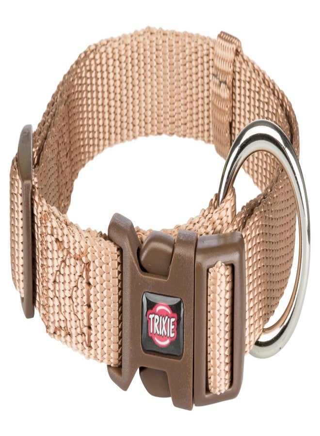 Trixie Premium Dog Collar Belt, Stylish Design, Adjustable Webbing Tape, Strain Relief, with Leash Connector, Neck Collar for Dogs, 35-55 cm (M-L, Caramel) - Image 1